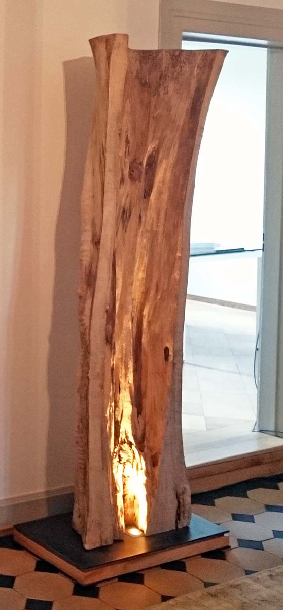 Lampe aus Lindenholz-Stamm - Licht dimmbar